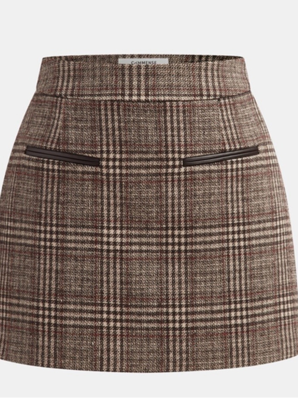 Commense Brown Plaid Mini Skirt NWT L